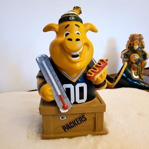 Green Bay Packers Pigskin Pig‎ Coin Bank Figurine NFL 5"x10" Forever Collectible
